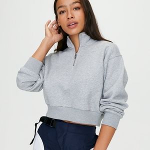 Aritzia TNA perfect 1/4 zip fleece cropped sweatshirt